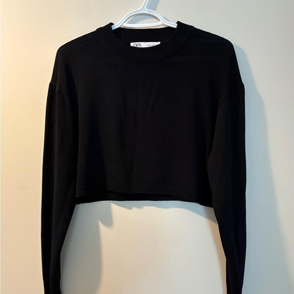 Zara Black Cropped Sweater - Size XS